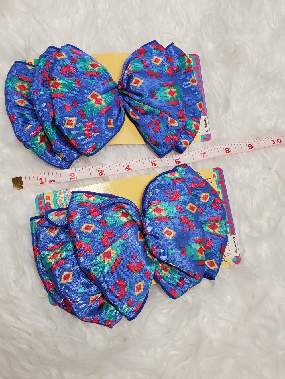 Nwt rare vinatge 80s/90s y2k large hair bows 2pc lot colorblock retro blue red